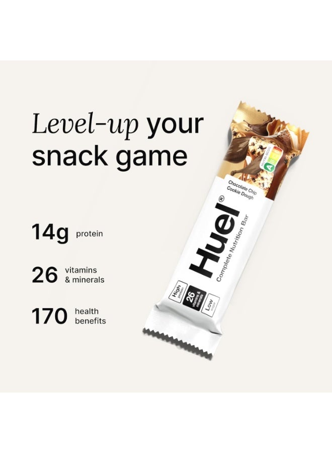 Huel Complete Nutrition Bar, 12 x 55g Bars, Chocolate Chip Cookie Dough, High Protein Bar, Plant-Based Protein Bars, Low Sugar, High Fibre, High Protein Snack with Vegan Chocolate, Under 200 Calories - Image 3